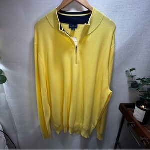 NWT Brooks Brothers Yellow 1/4 Zip Mock Neck Men’s Long Sleeve Knit Sweater XXL